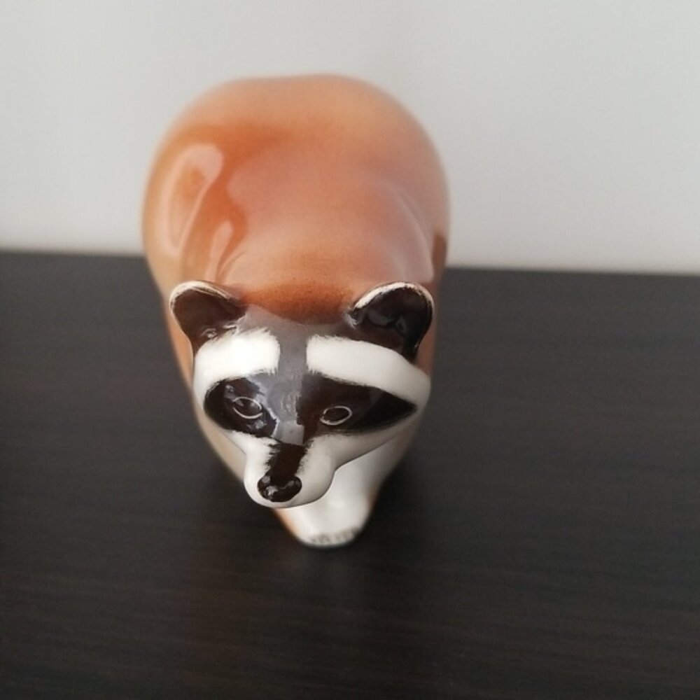 Glossy Ceramic Raccoon Figurine